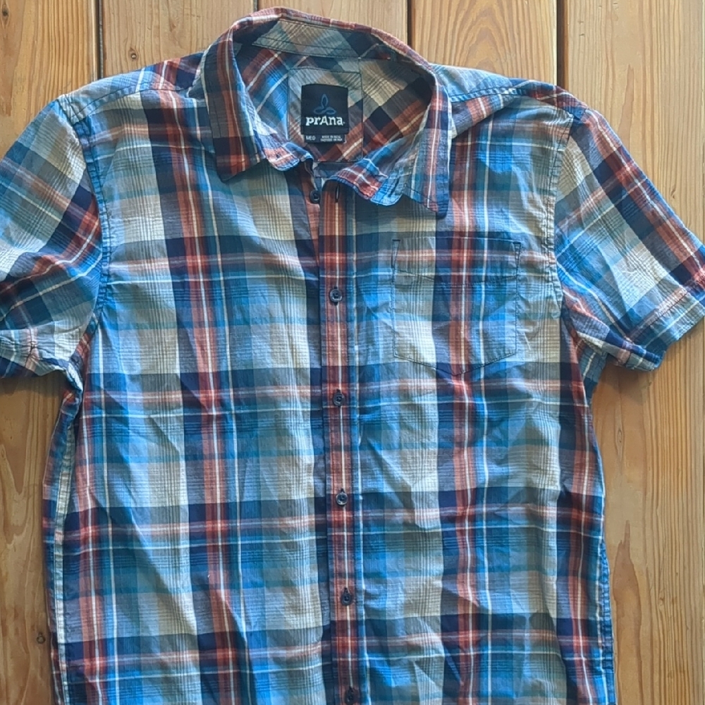 PrAna Men's Blue Plaid Shirt